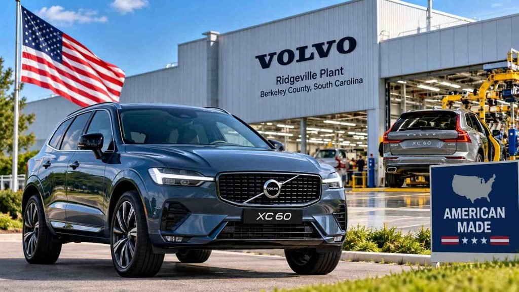 Volvo XC60 plug-in hybrid outside the Ridgeville manufacturing plant in South Carolina.